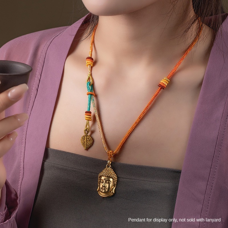 Polyester Fiber Necklace with Double Hanging Leaf Knot Pendant